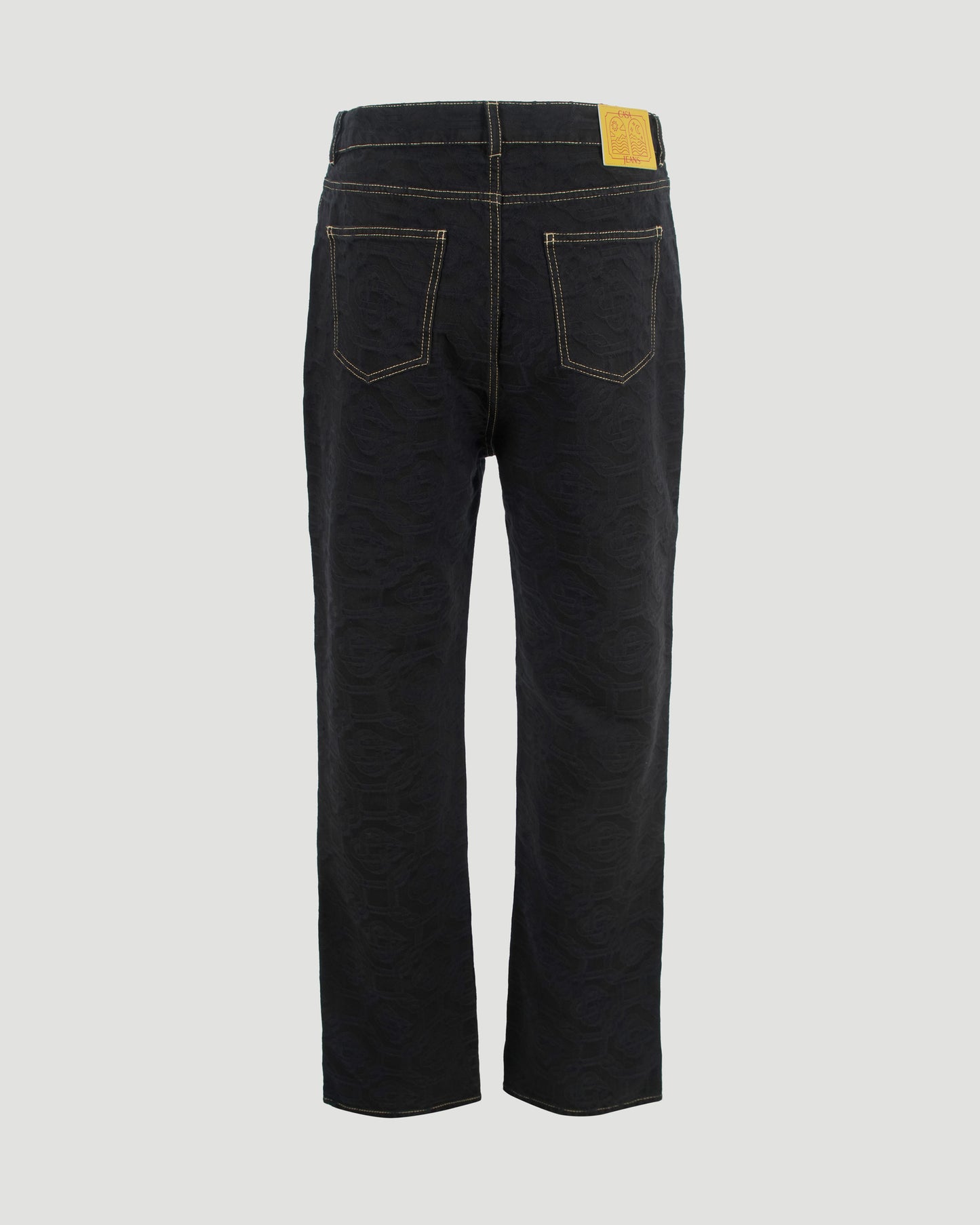 Monogram Jacquard Denim Jeans in Dark Blue