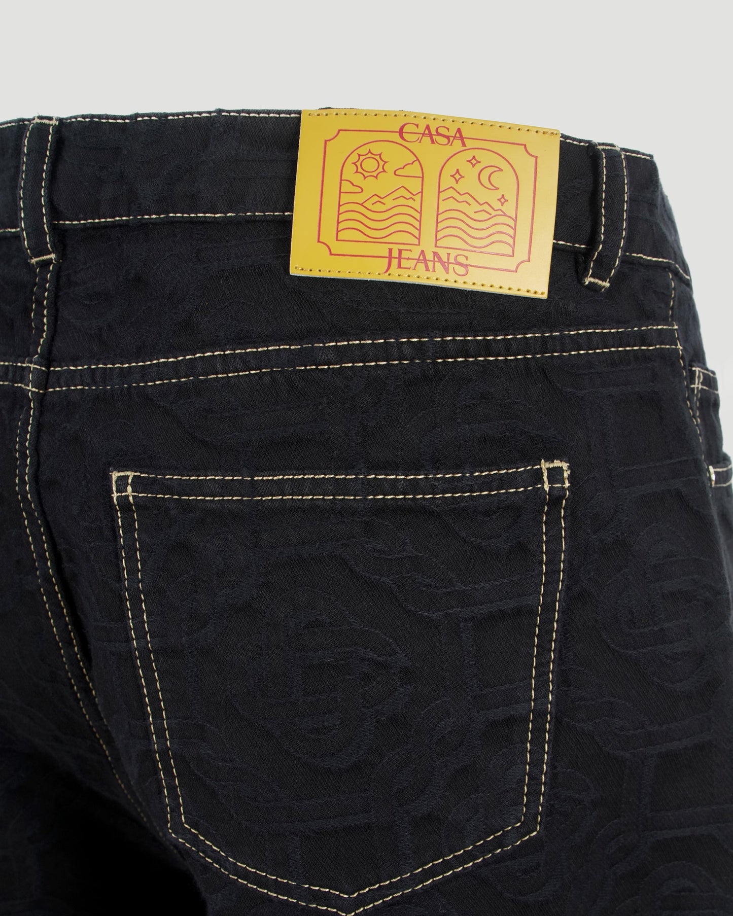 Monogram Jacquard Denim Jeans in Dark Blue