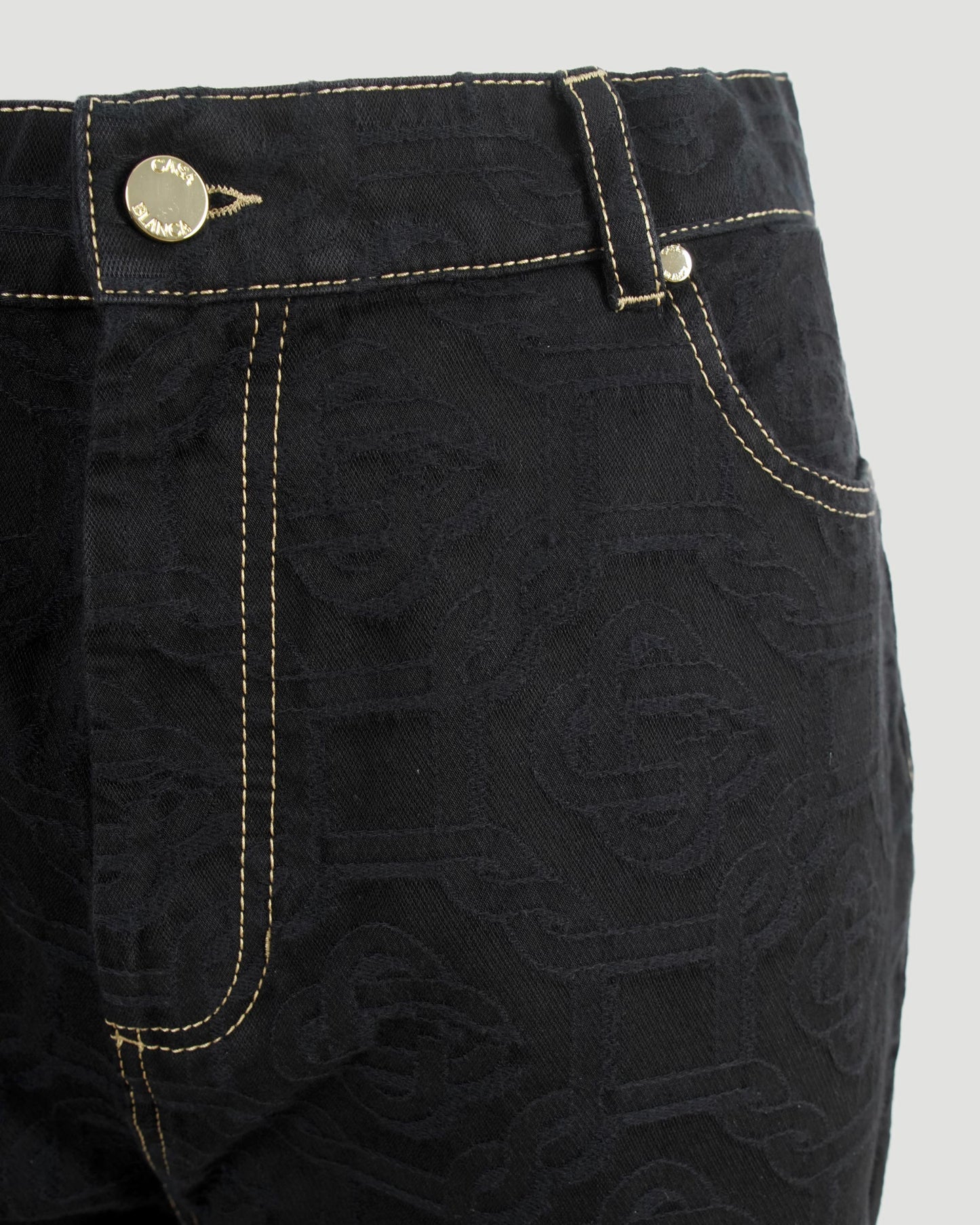 Monogram Jacquard Denim Jeans in Dark Blue