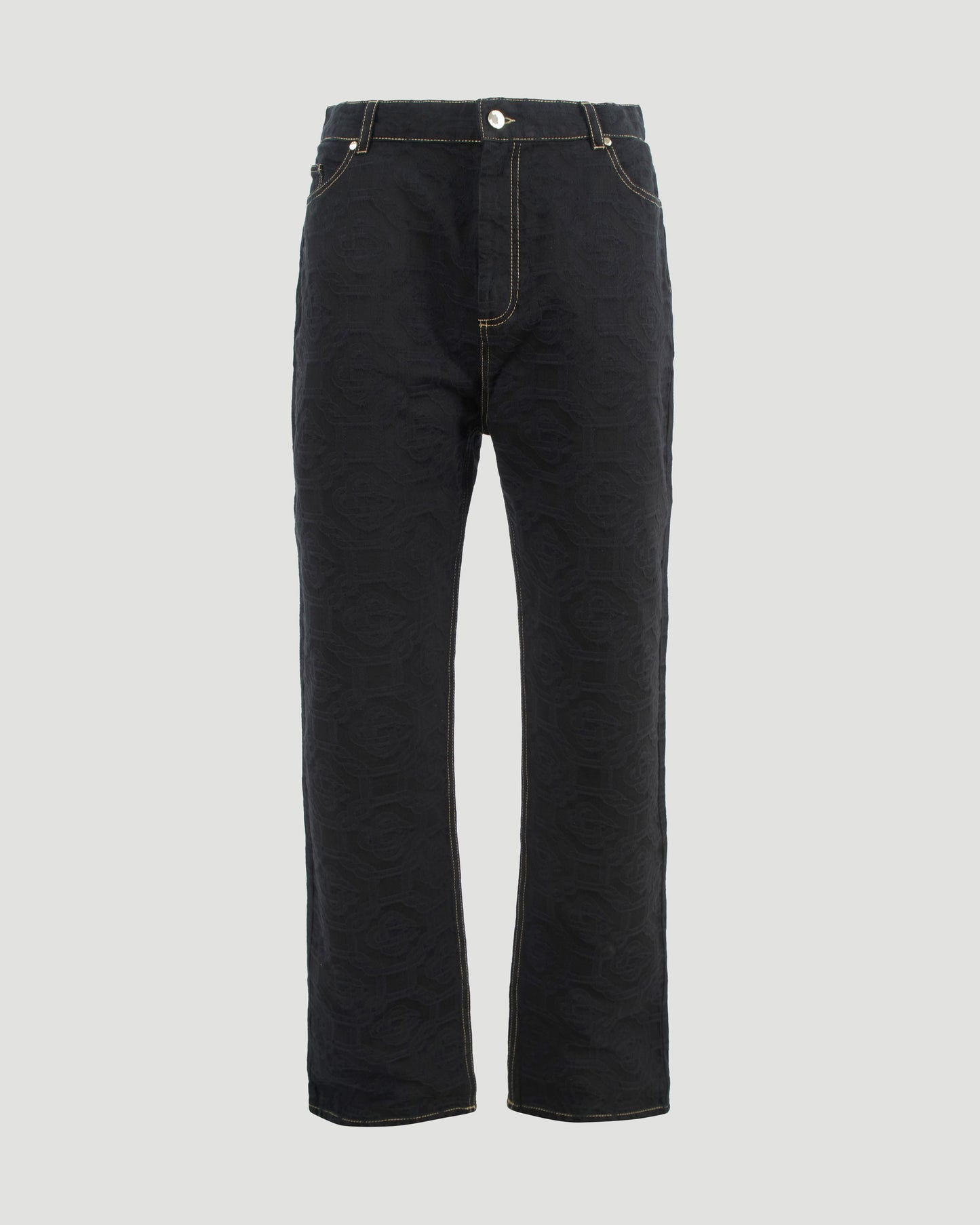 Monogram Jacquard Denim Jeans in Dark Blue