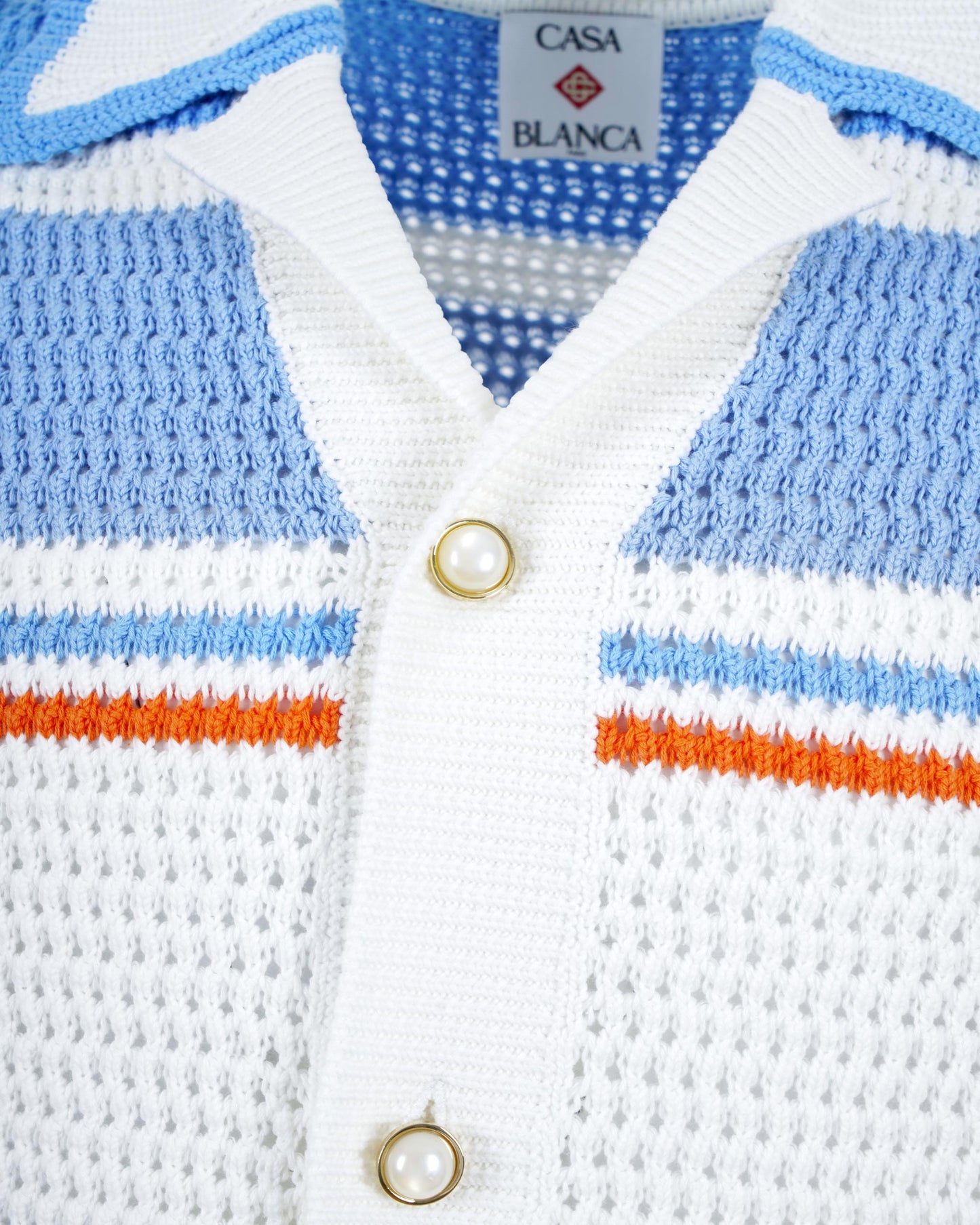 Cotton Tennis Short-Sleeve Crochet Shirt