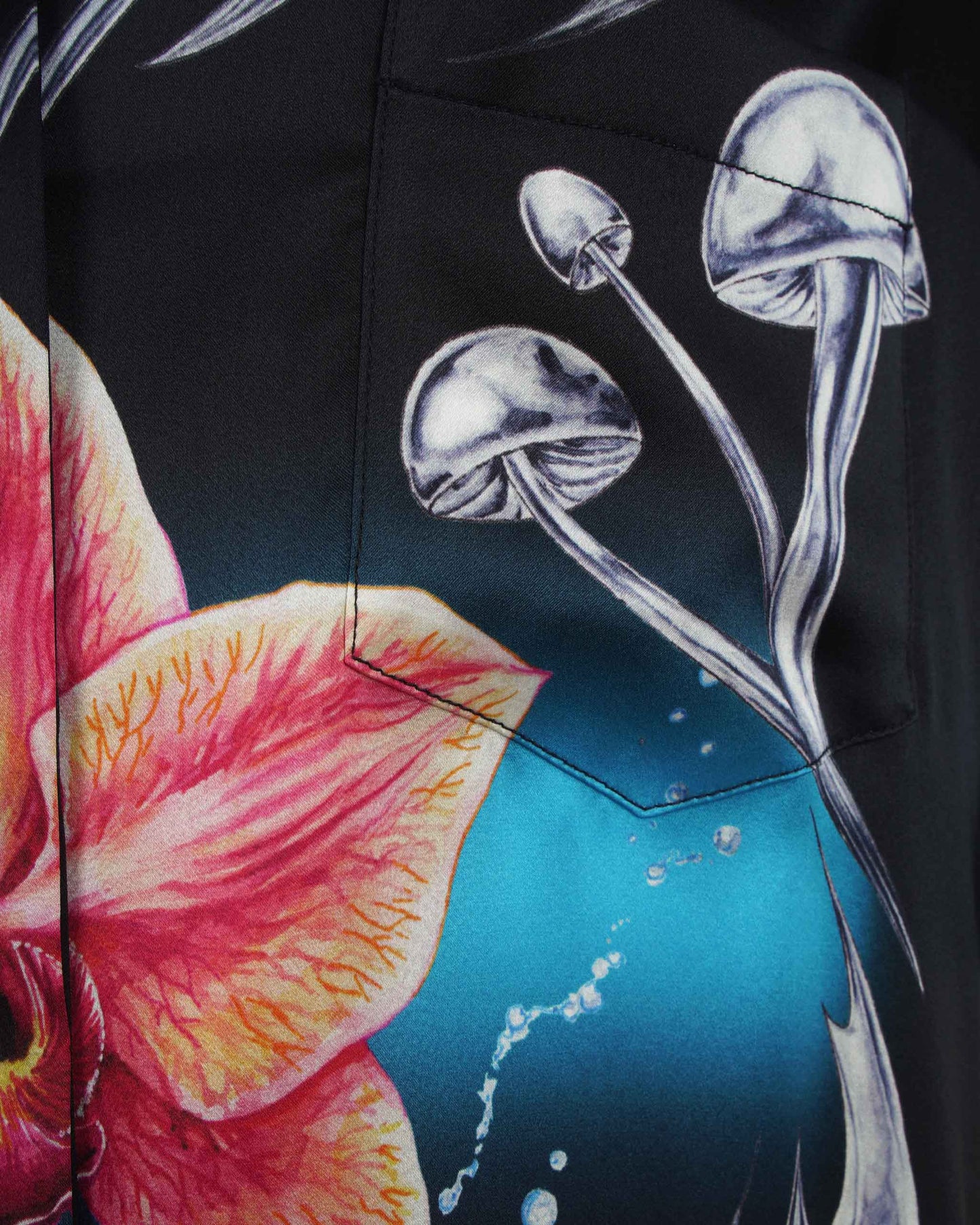 Blades Short Sleeve Silk Satin Shirt