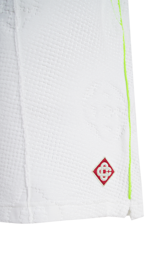 White Towelling Monogram Shorts