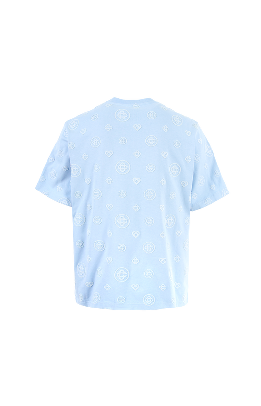 Blue Applique Monogram Oversized Short Sleeve T‑Shirt