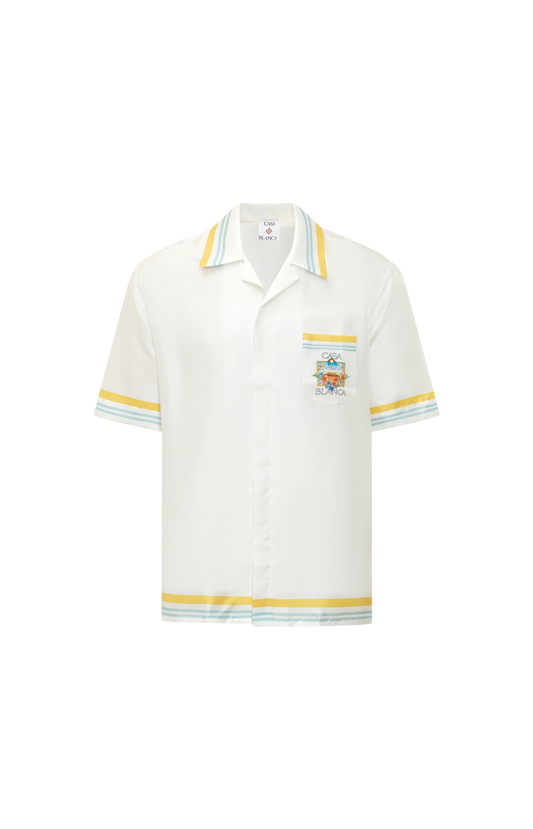 Casablanca Tennis Landscape Cuban Collar Shirt