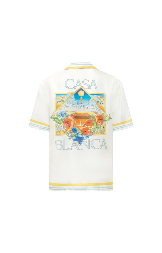 Casablanca Tennis Landscape Cuban Collar Shirt