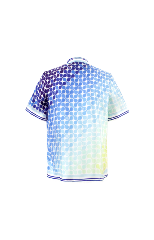 Gradient Tennis Tile Short Sleeve Silk Shirt