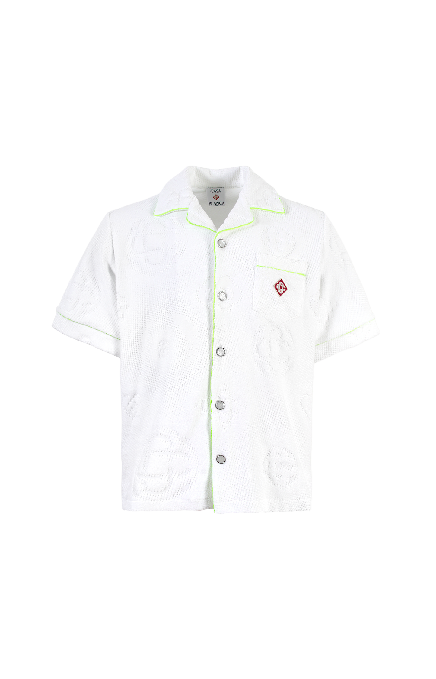 White Towelling Monogram Short Sleeve Shirt