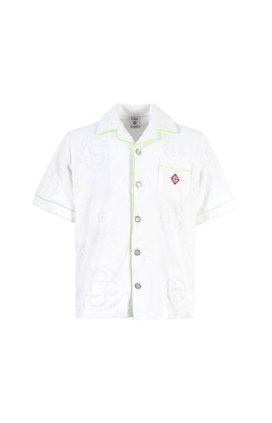 White Towelling Monogram Short Sleeve Shirt