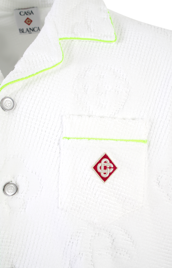 White Towelling Monogram Short Sleeve Shirt