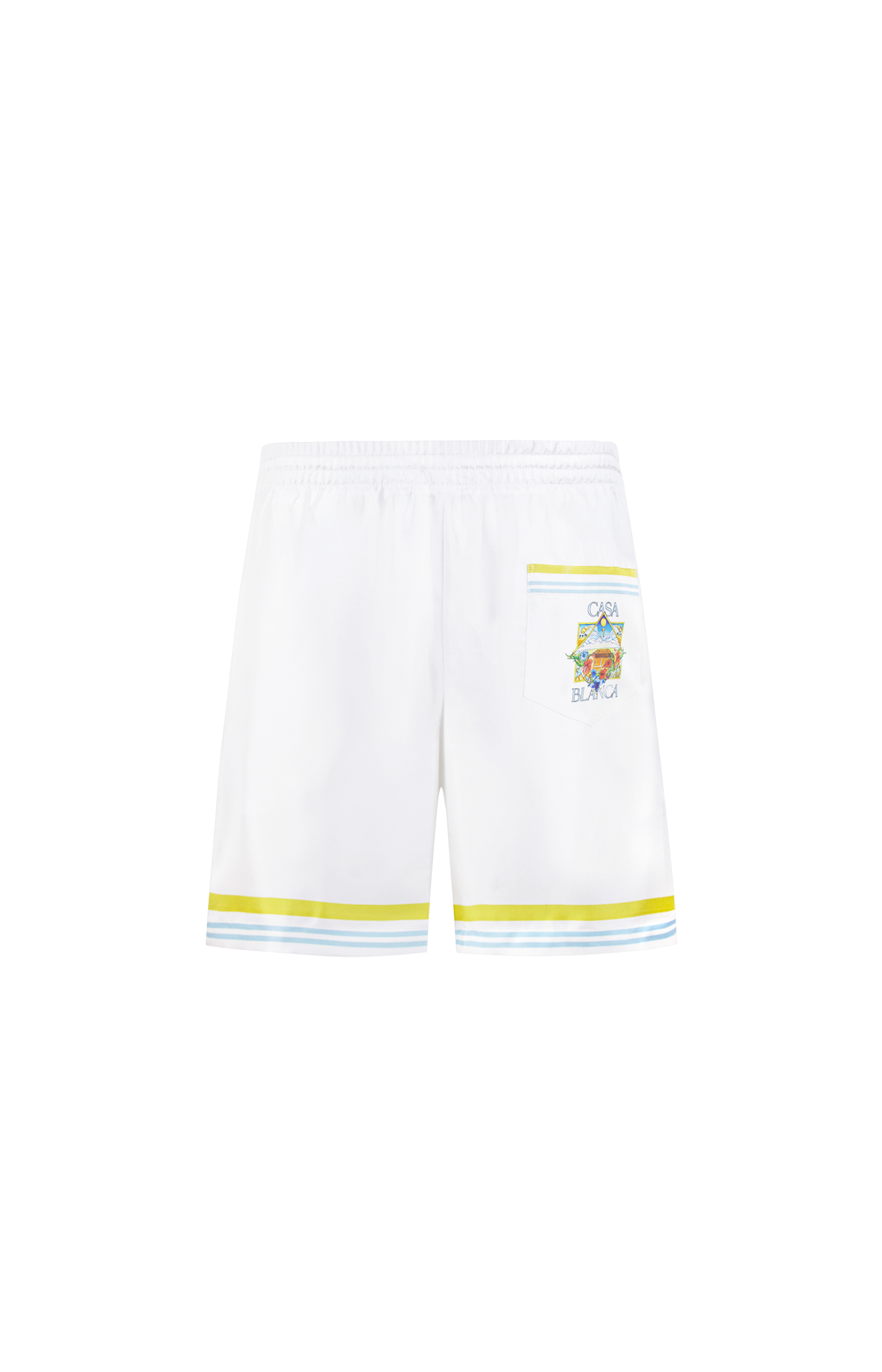 White Tennis Landscape Silk Shorts