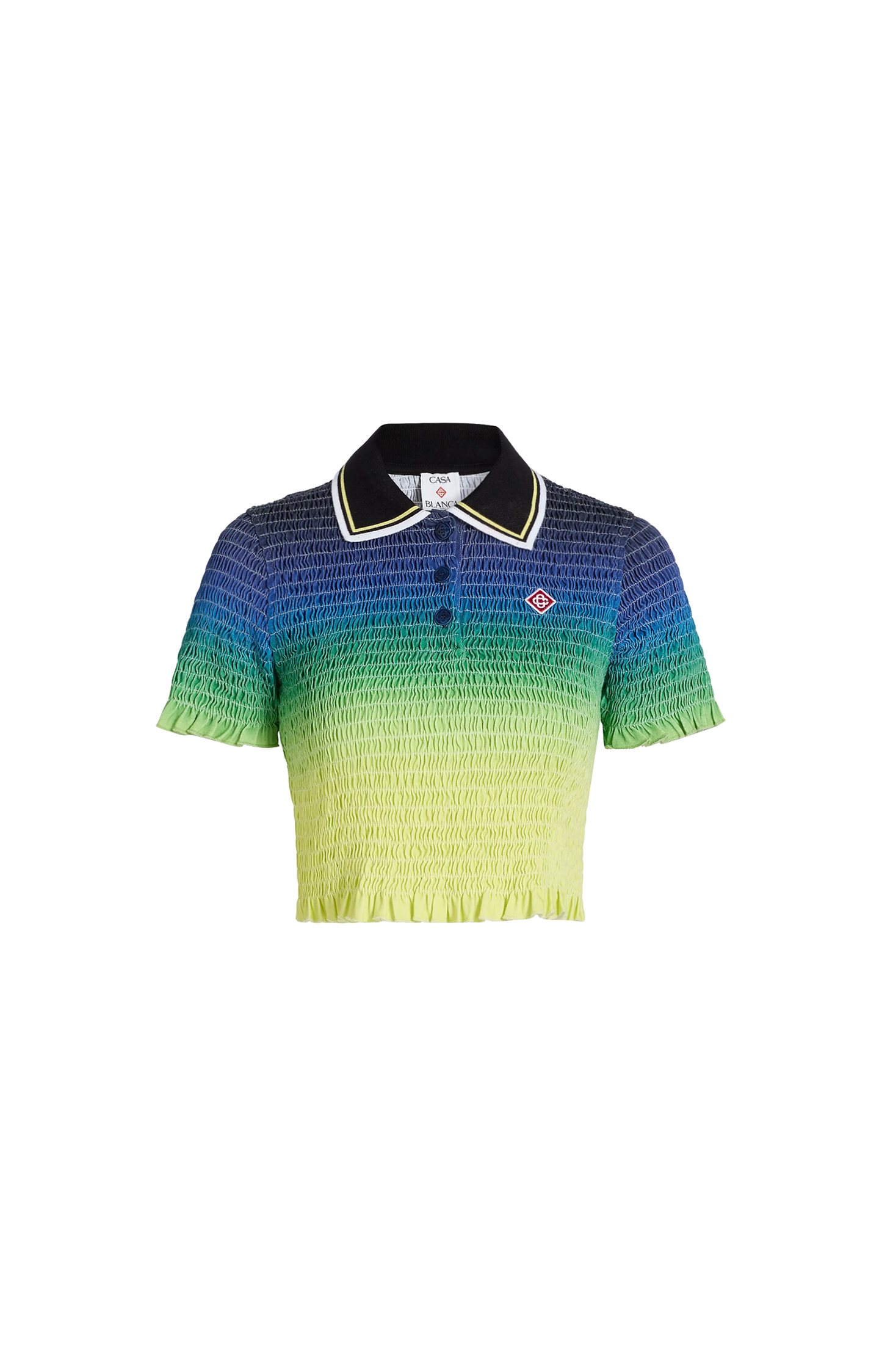 Gradient Shirred Polo Top
