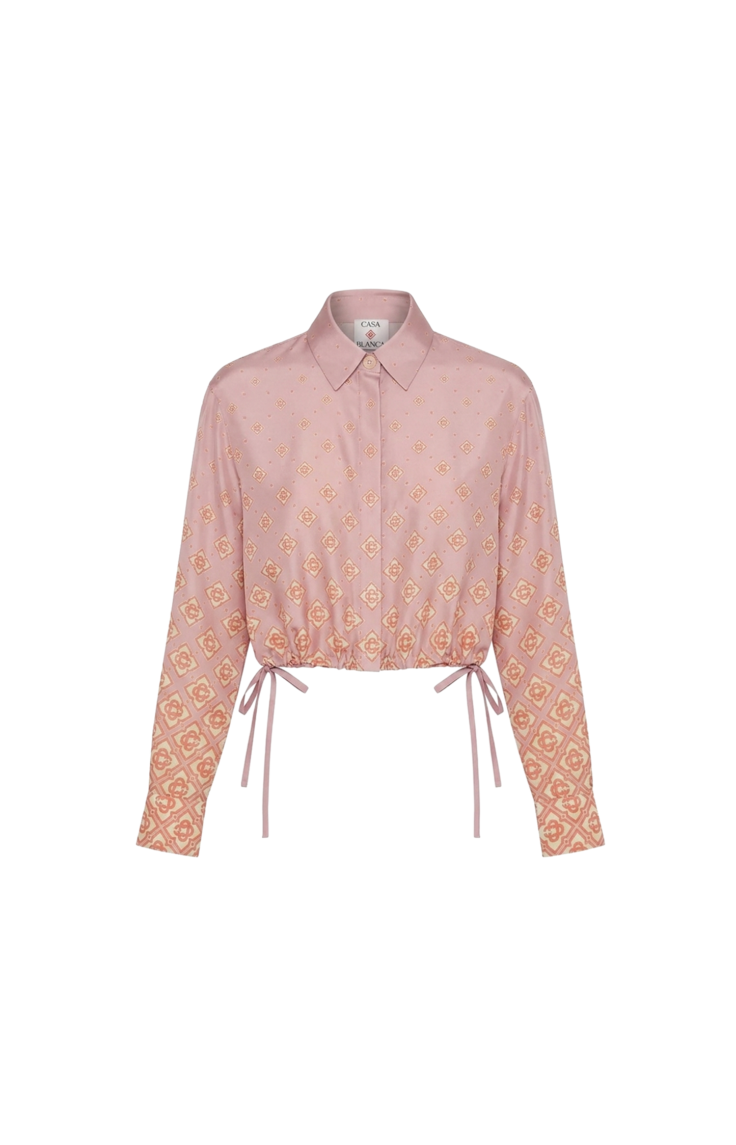 Degrade Monogram Long Sleeve Silk Shirt