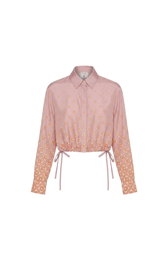 Degrade Monogram Long Sleeve Silk Shirt