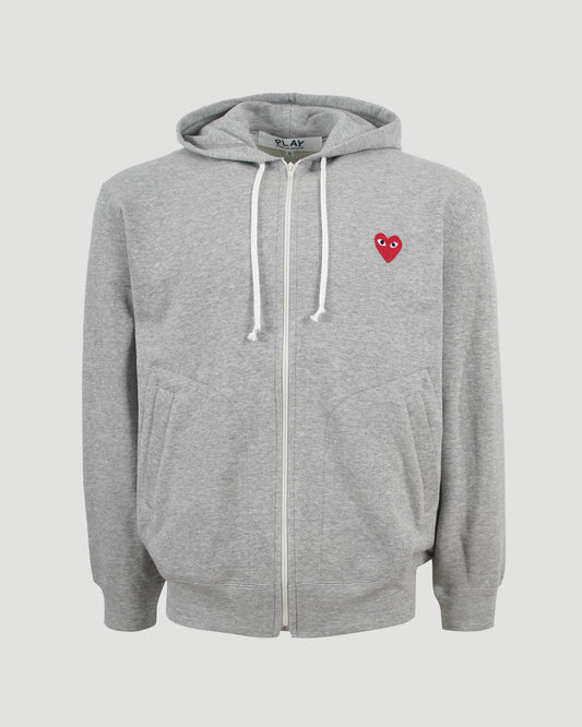 Zipped Heart Logo Hoodie in Grey