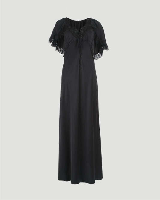 Maxi Cape Dress in Silk And Lace