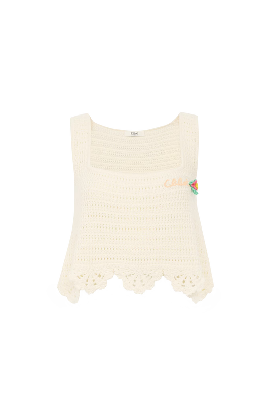 Sleeveless Cropped Top in Crochet Knit
