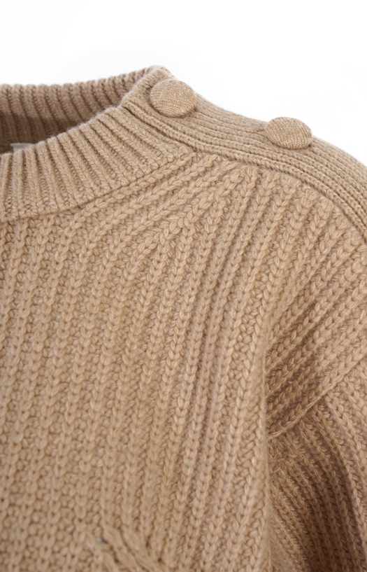 Cropped Cashmere Blend Sweater with Lace Trim