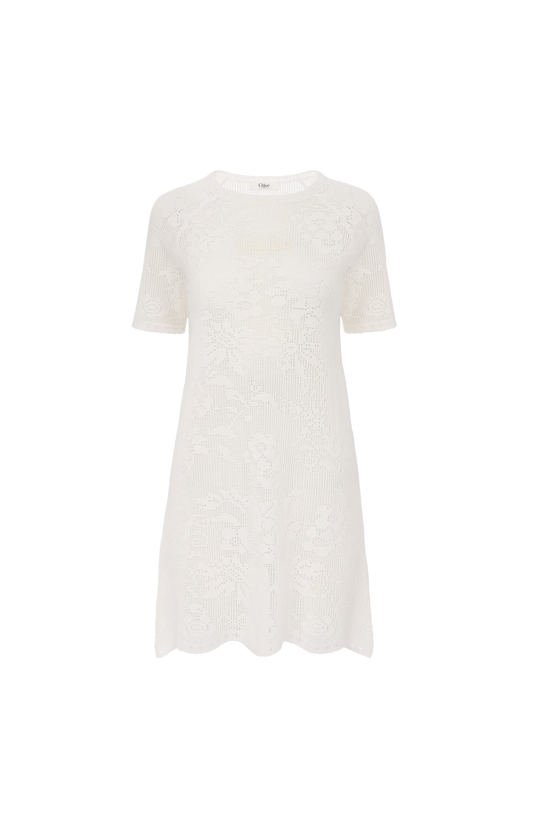 Short-Sleeve Fitted Mini Dress in a Cotton Knit