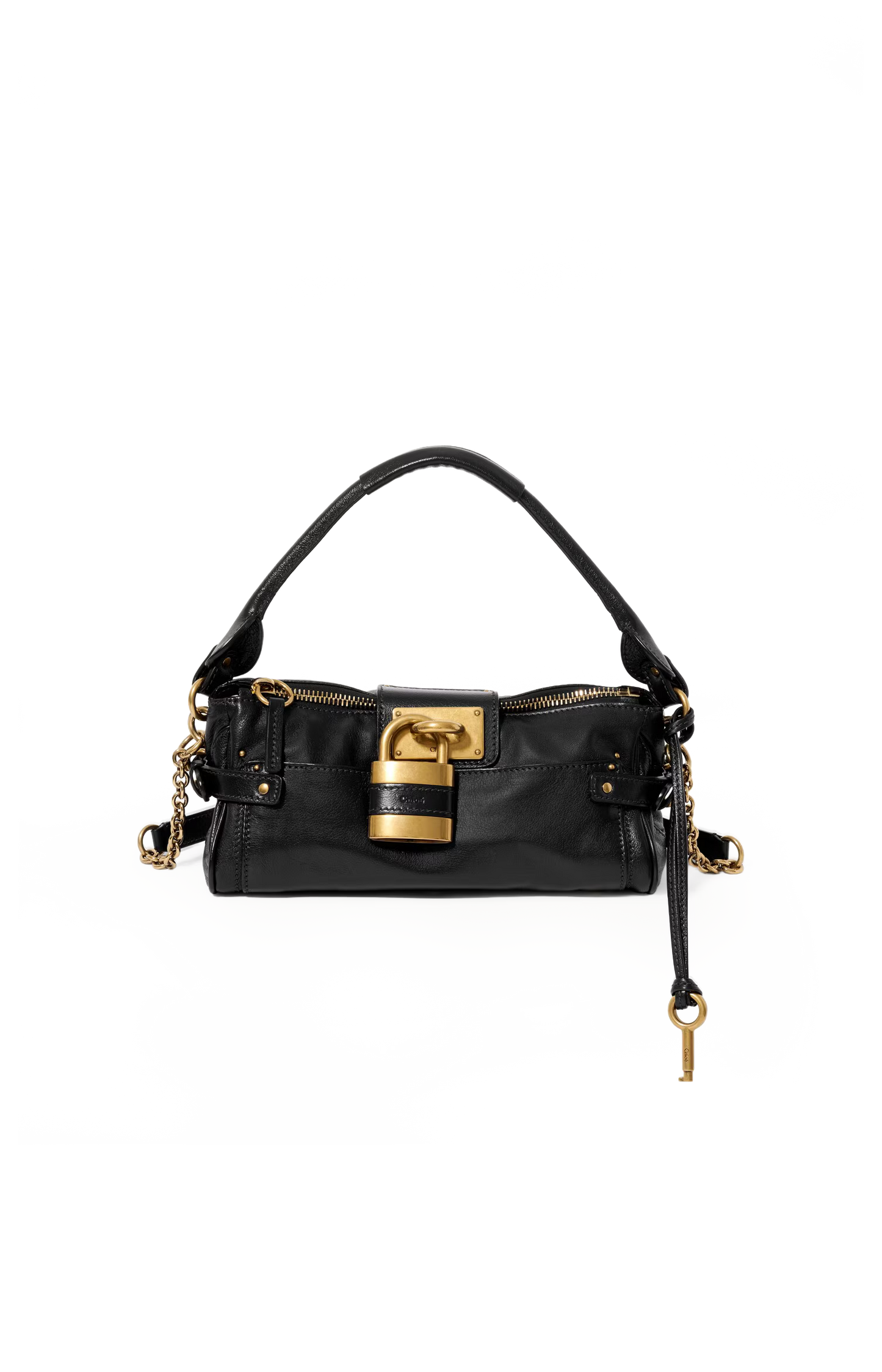 Small Paddington Bag with Strap in Grained Leather