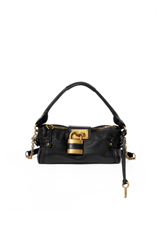 Small Paddington Bag with Strap in Grained Leather