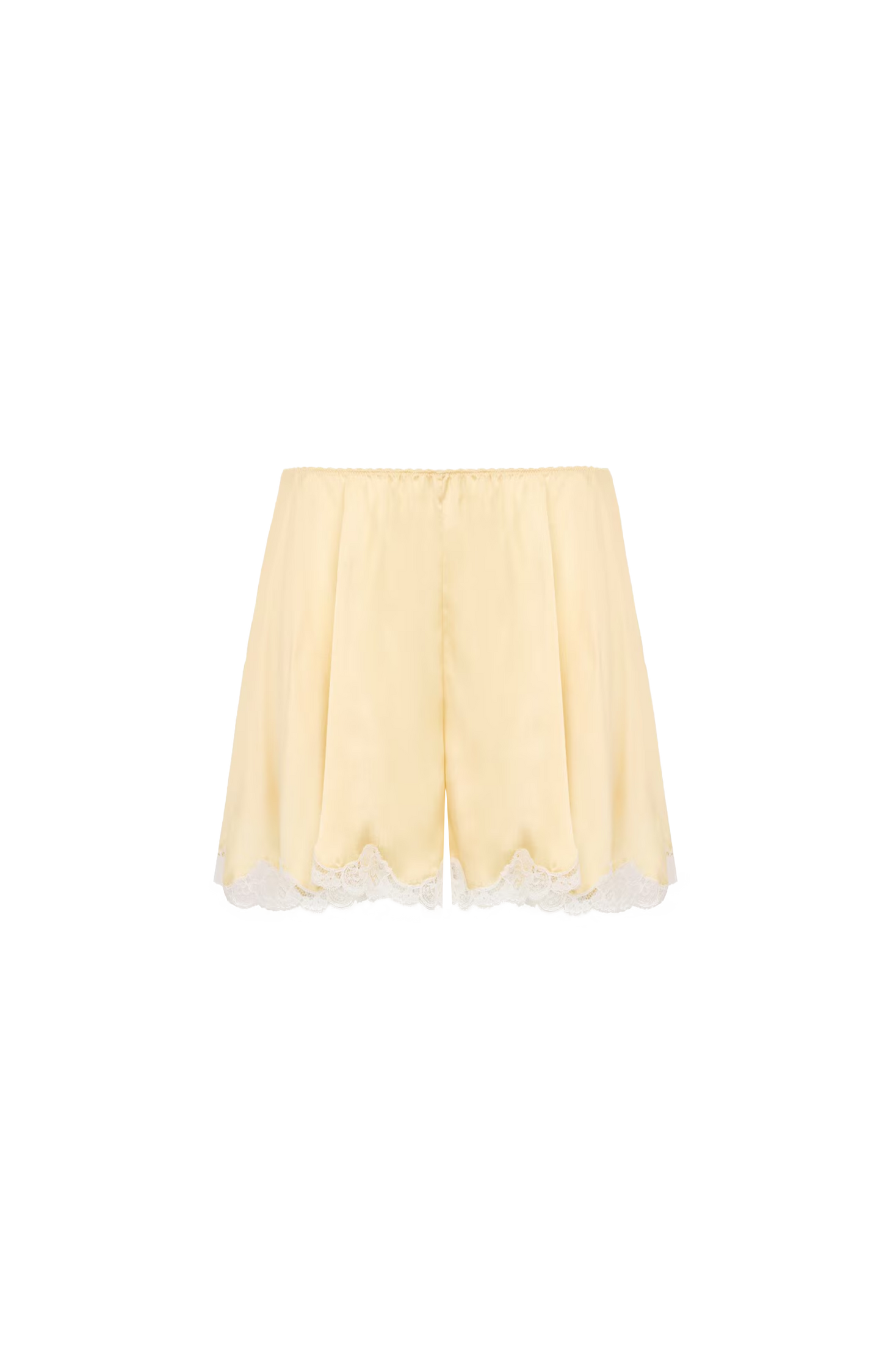 Fluid Shorts in Washed Silk Satin & Lace
