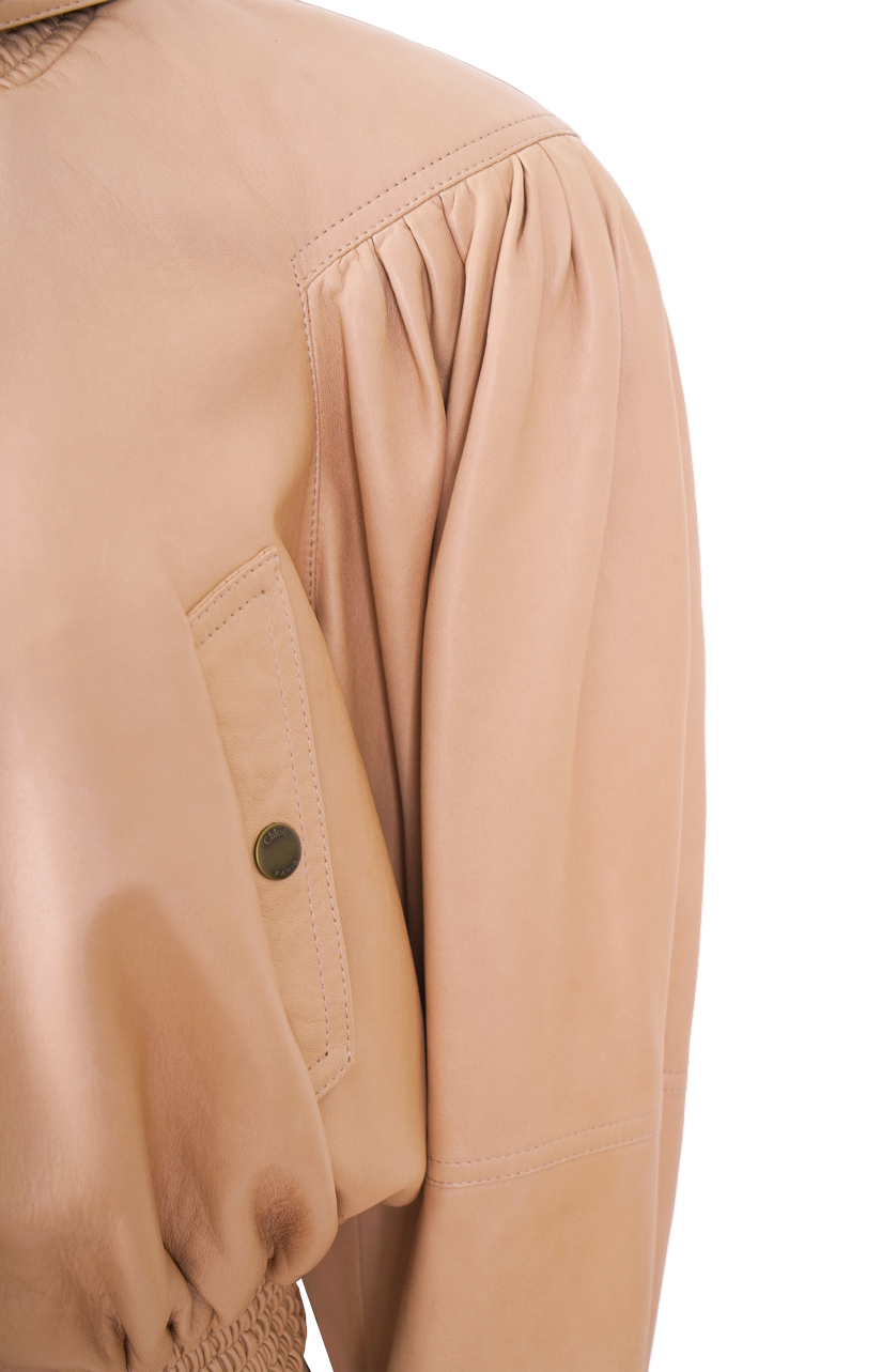 Cropped Scarf Jacket in Leather