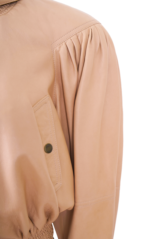 Cropped Scarf Jacket in Leather