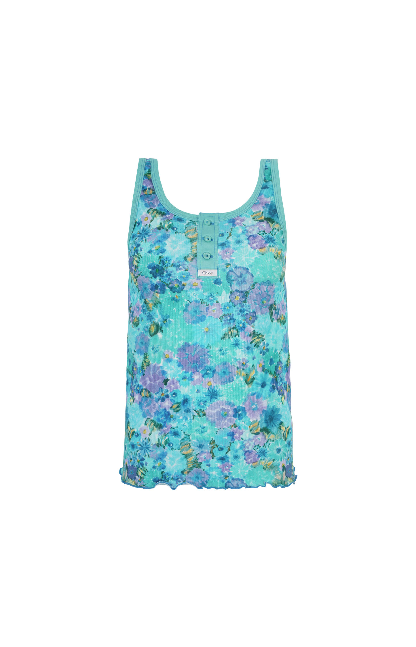 Floral Ribbed Cotton-Blend Tank Top