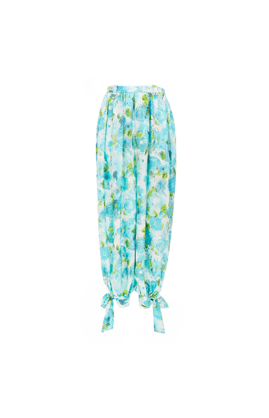 Fluid Pleated Pants in Silk Jacquard