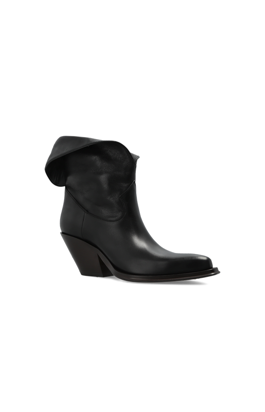 Azelan Leather Cowboy Boots in Black