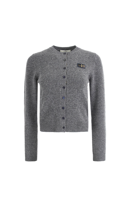 Buttoned Knit Cardigan in Grey