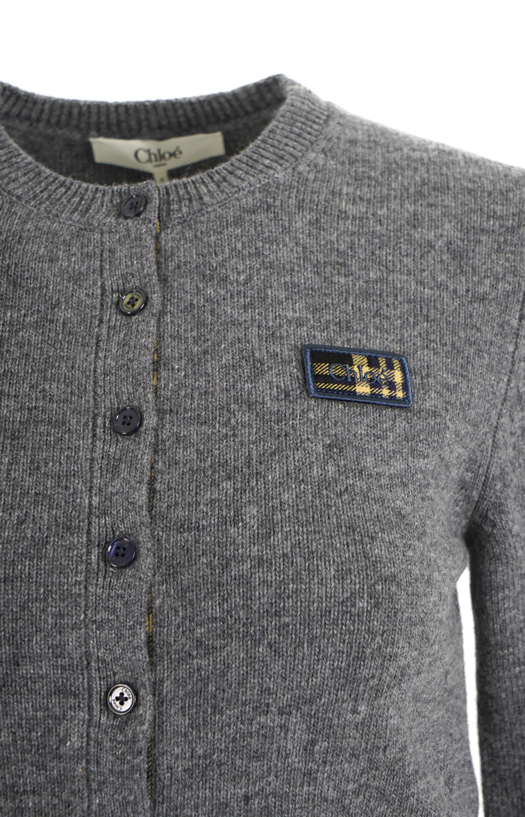 Buttoned Knit Cardigan in Grey