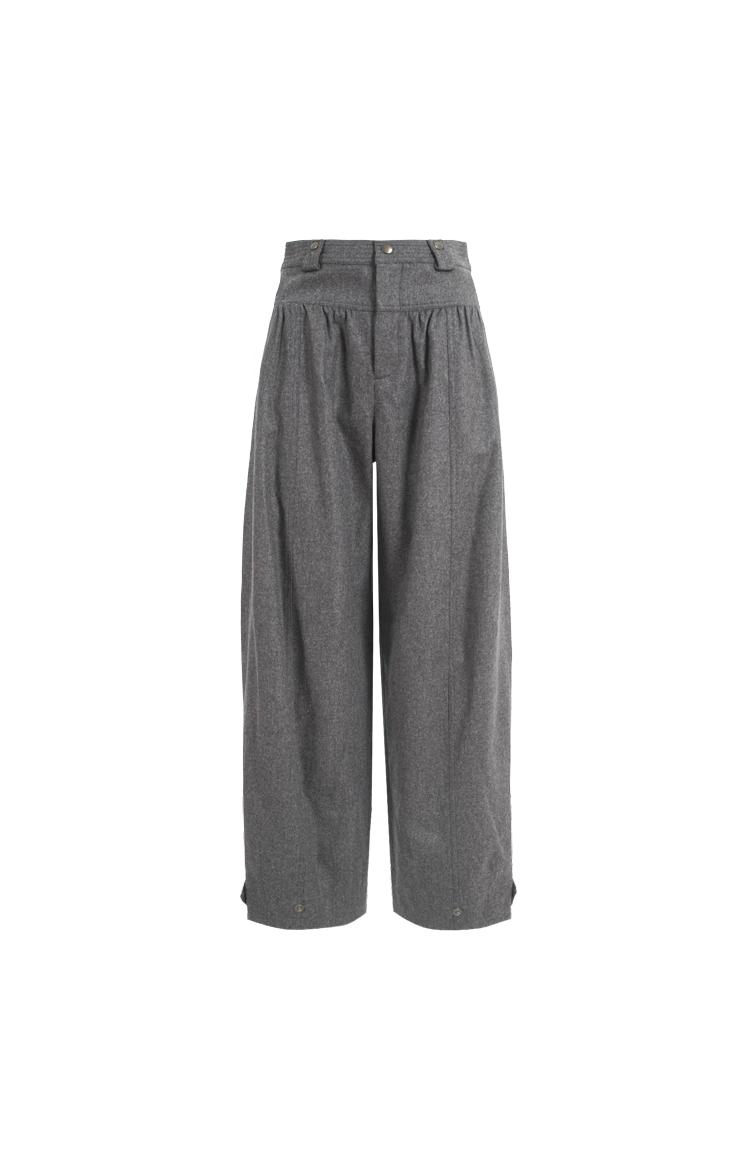 Chloé Wide-Leg Wool Trousers in Grey — front view