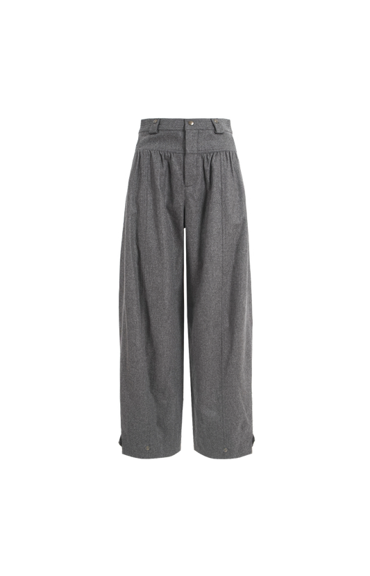 Wide-Leg Wool Trousers in Grey