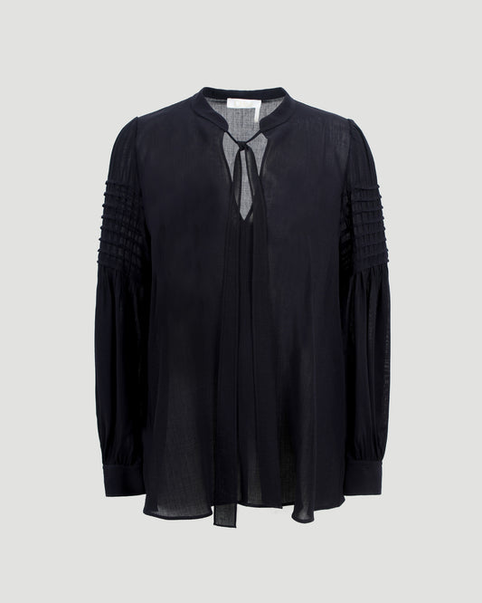Wool Blouse In Ink Navy