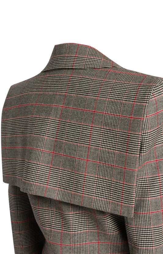 Chloé Prince of Wales Wool Single-Breasted Tailored jacket in Black/Red — product photo 2