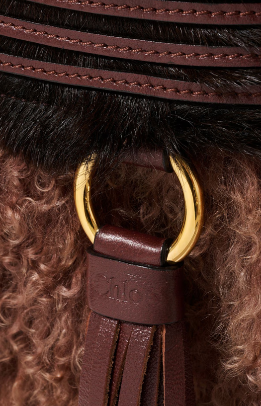 Small Marcie Foulard Hobo Bag in Brown Pony Leather & Shearling