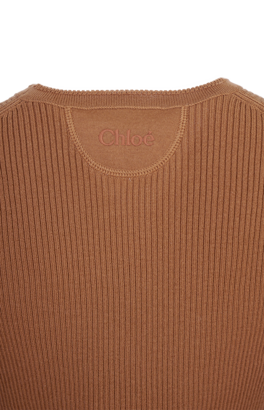 Cropped Fitted Jumper in a Wool Knit & Lace