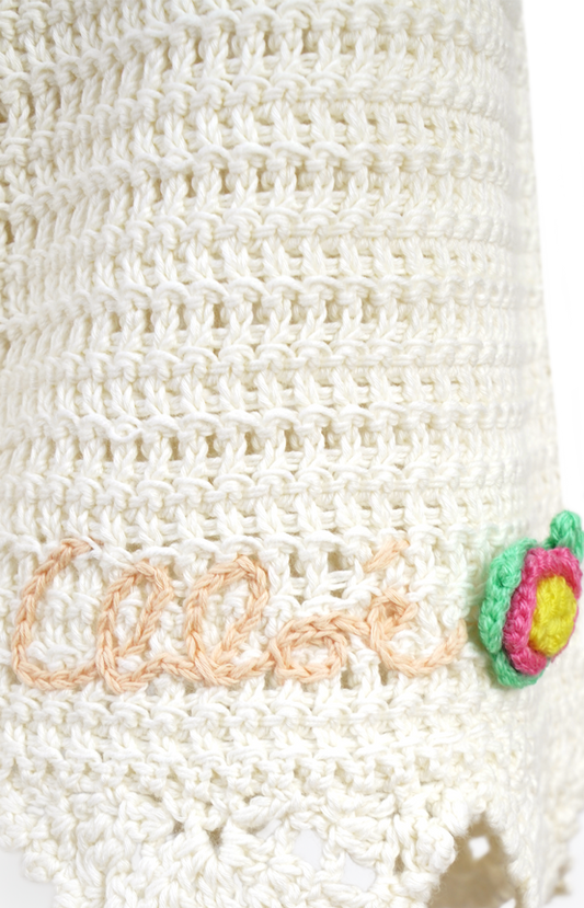High-Waisted Logo Mini Shorts in Crochet Knit