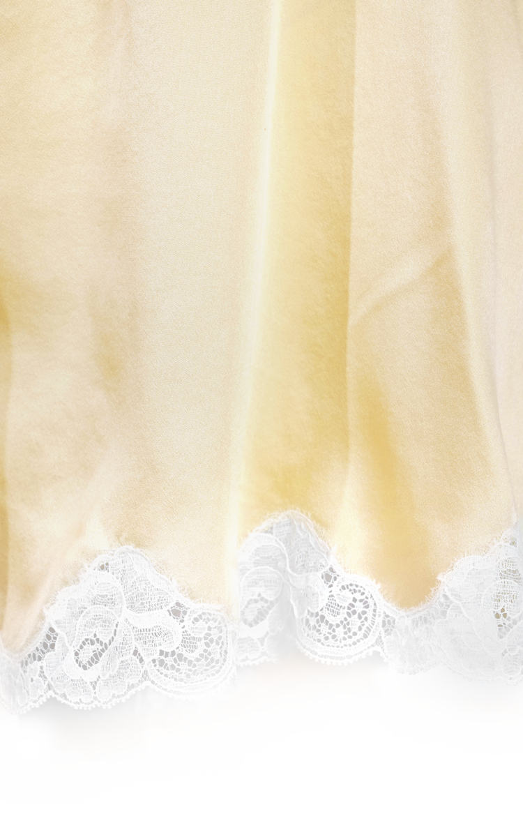 Fluid Shorts in Washed Silk Satin & Lace