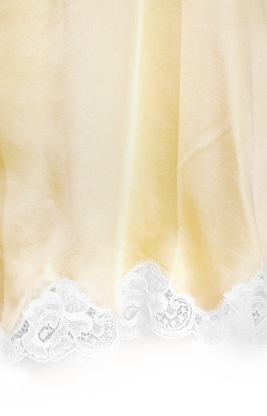 Fluid Shorts in Washed Silk Satin & Lace