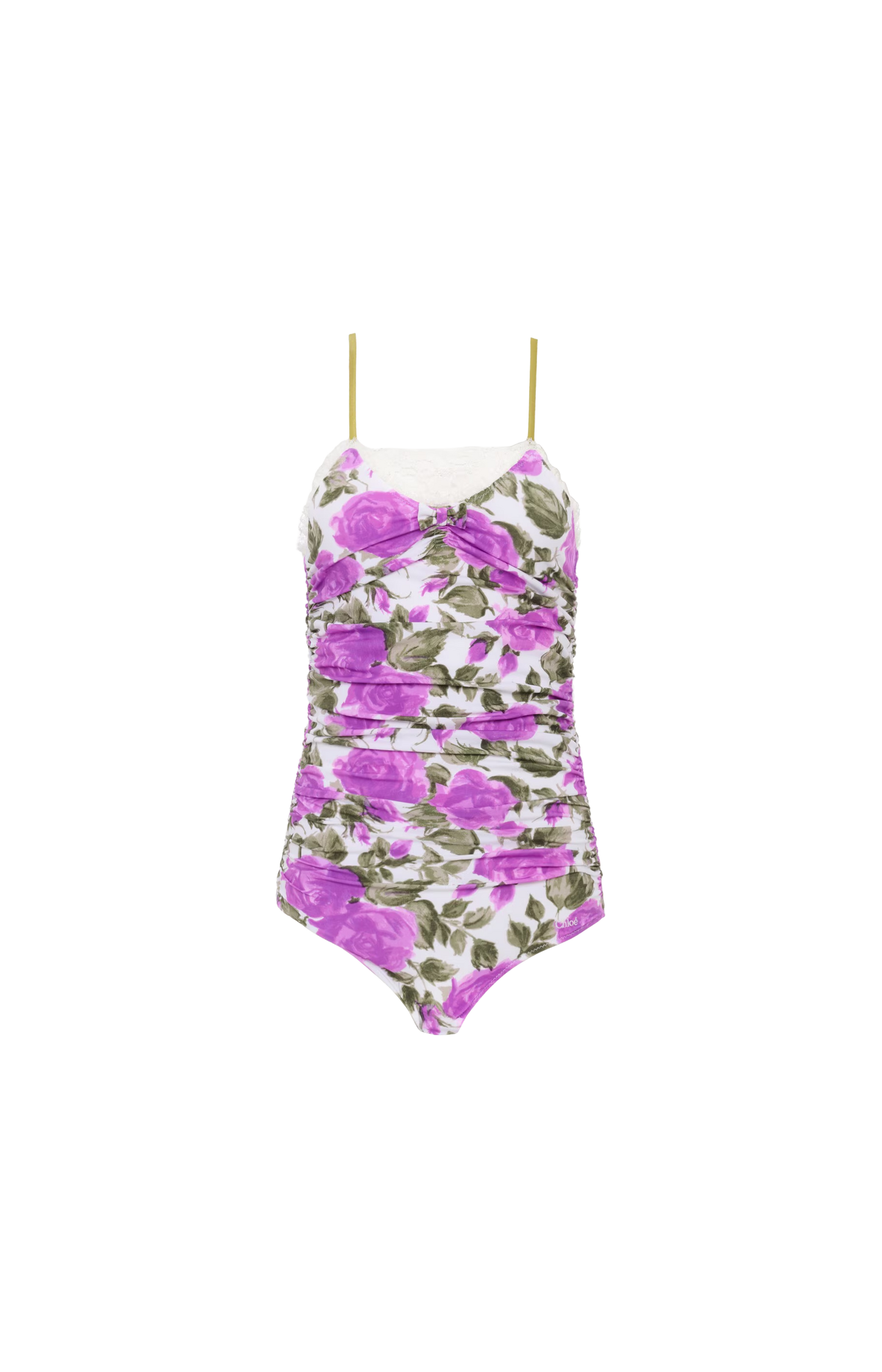 Rose-Print Ruched Bodysuit