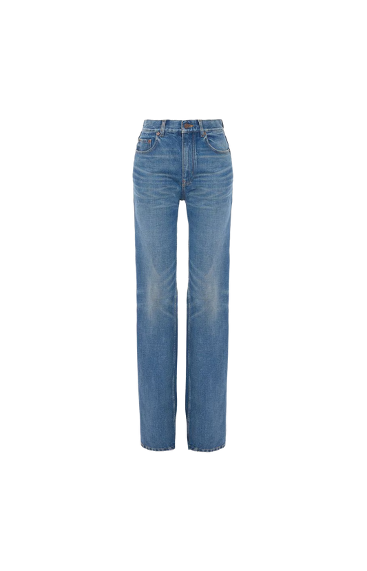 Chloe blue jeans on a white background