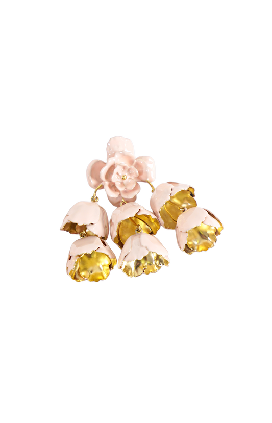 Flower Cloud Enamel Drop Earrings