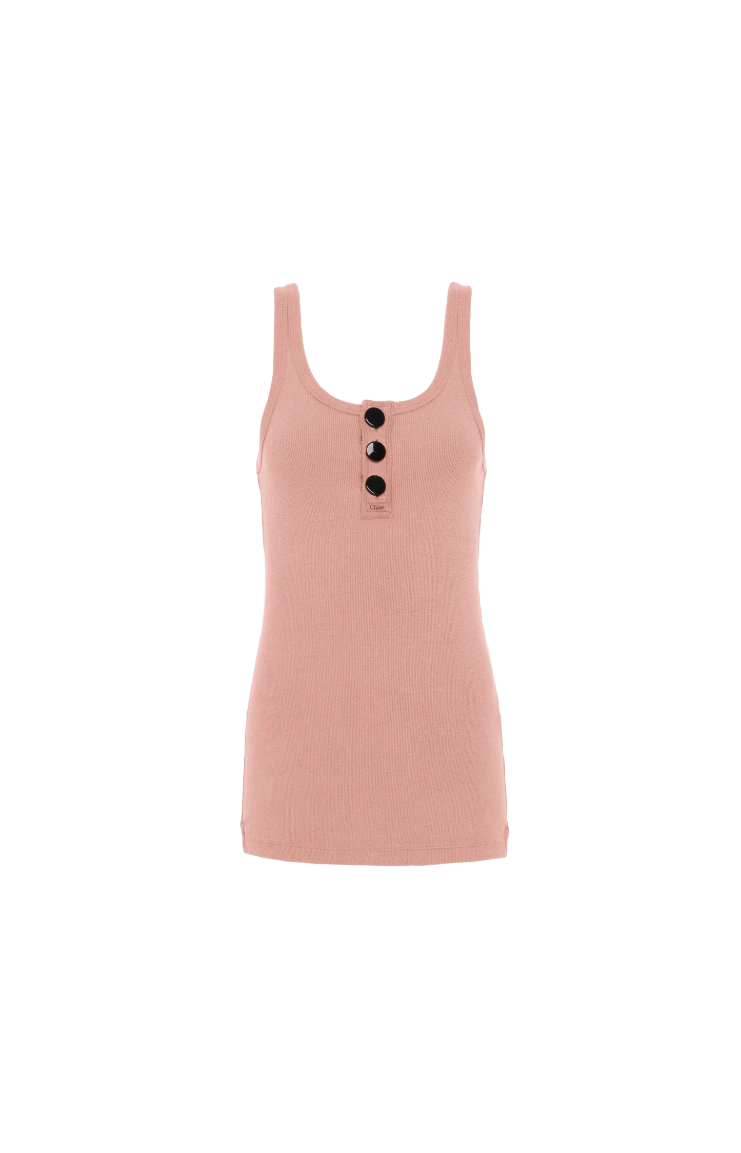 Fitted Henley tank top in cotton jersey