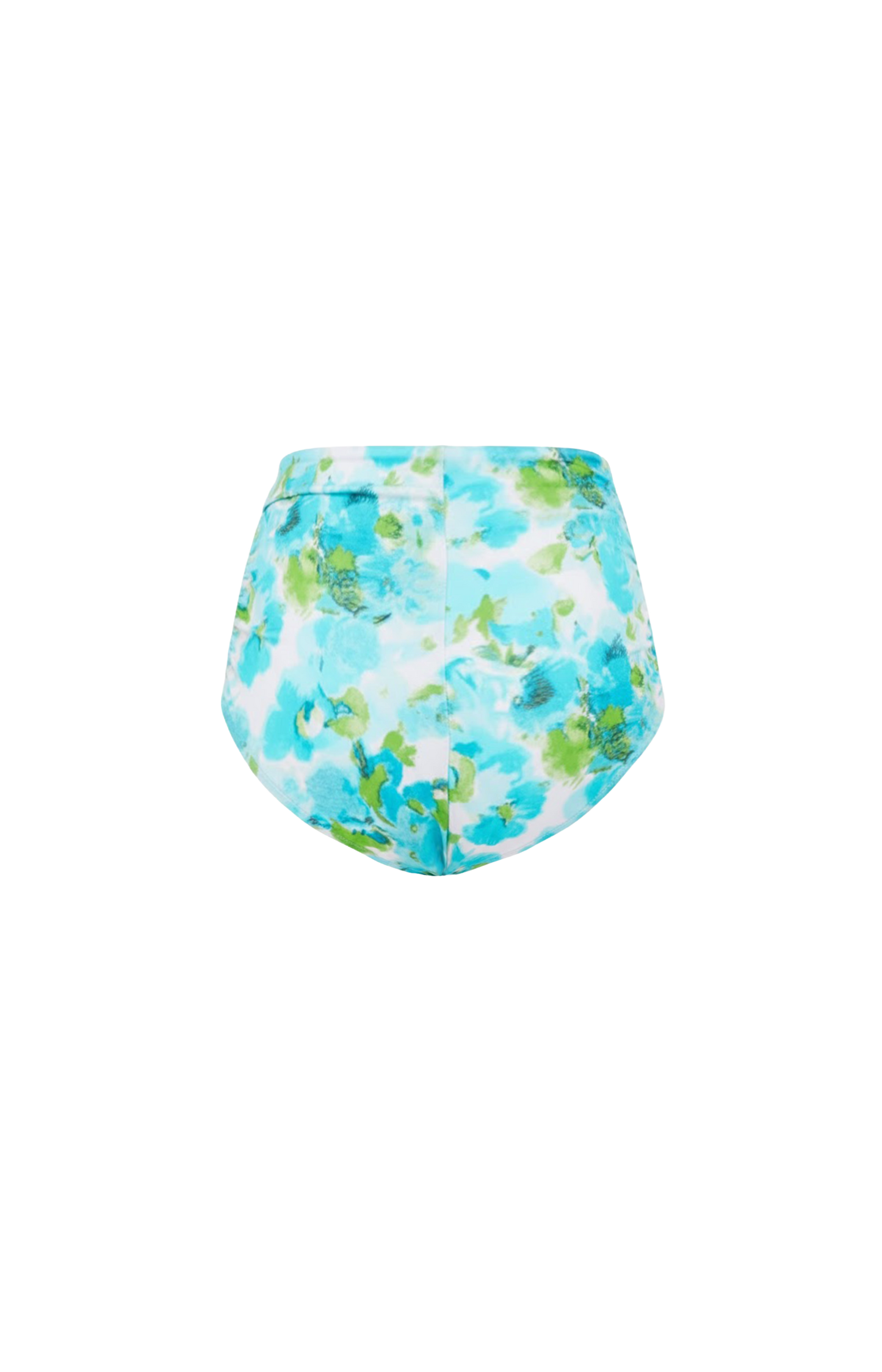 Aqua Flower-Print Mid-Rise Draped Bikini Bottoms