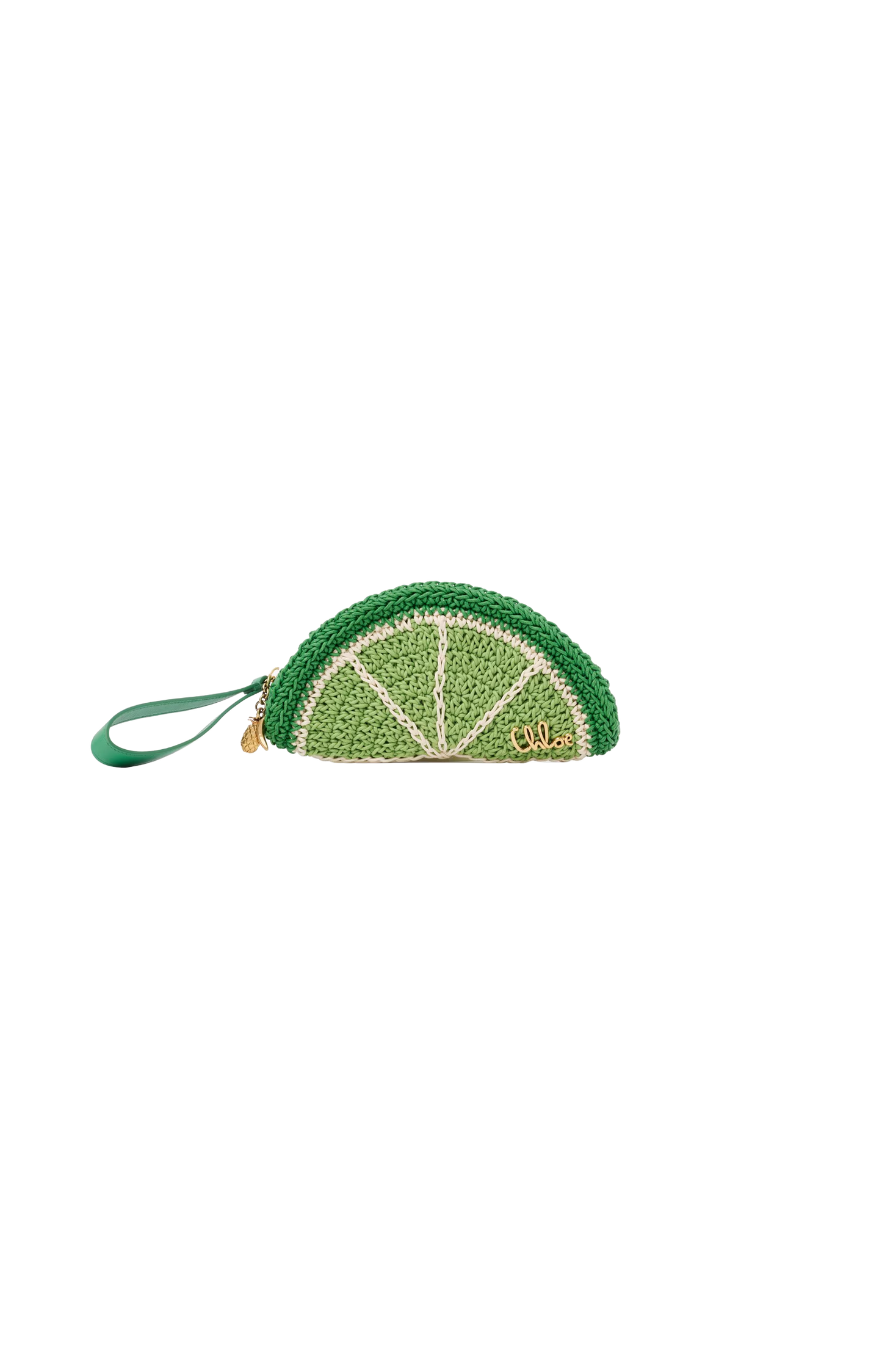 Chloé Tropicus Lime Slice pouch in waxed cord