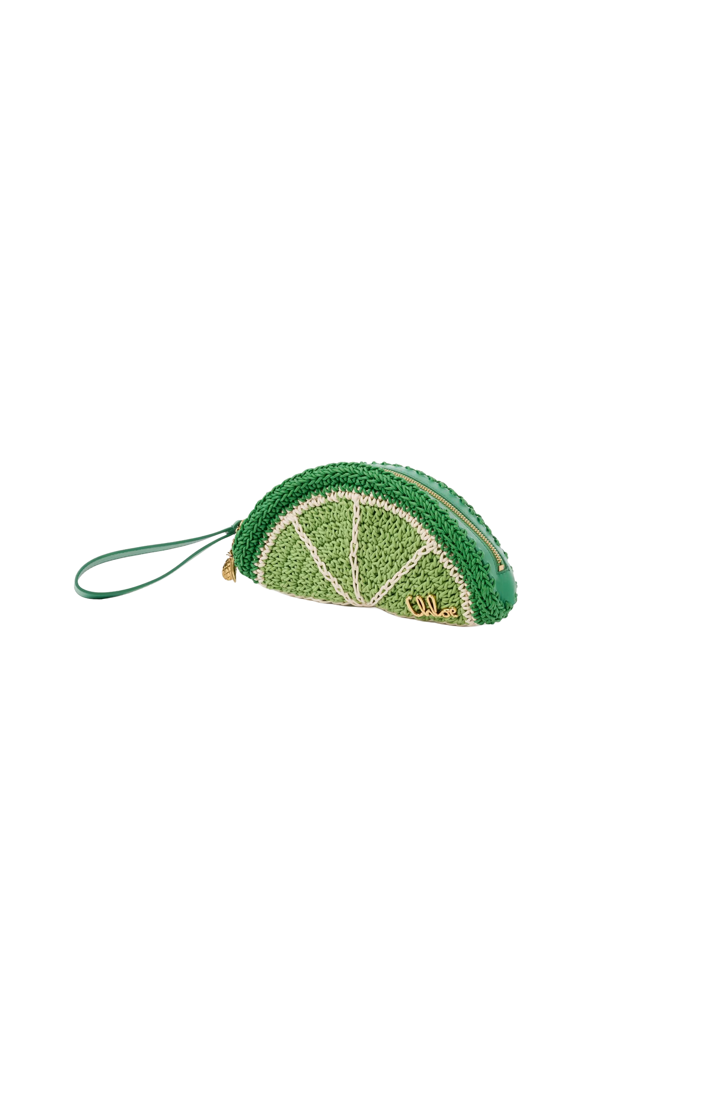 Chloé Tropicus Lime Slice pouch in waxed cord
