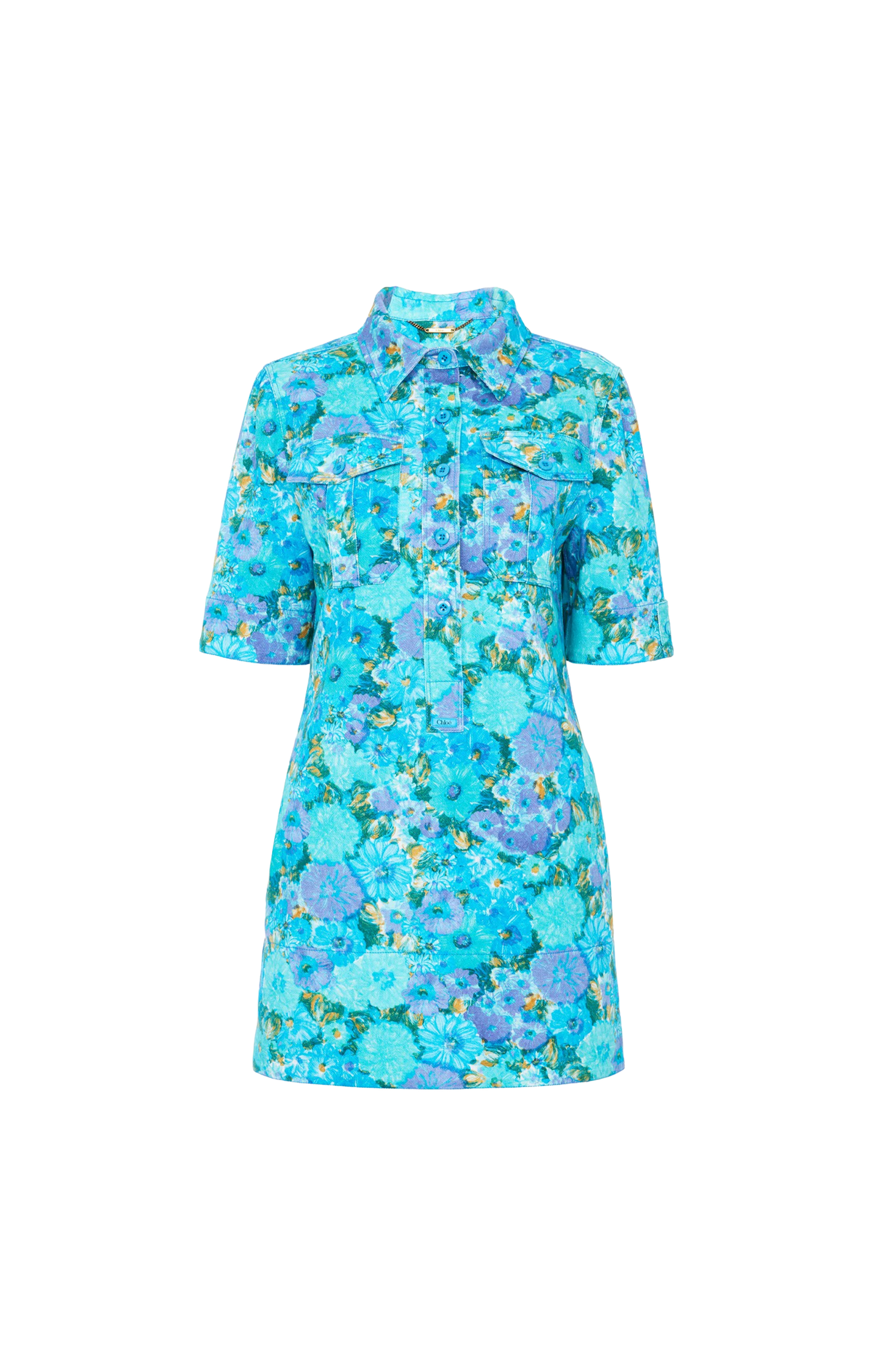 Mini polo dress in cotton drill